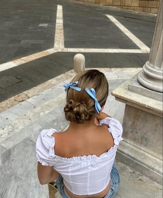 cute hairstyles blue bow ties