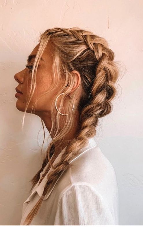 summer hairstyles double braided ponytail