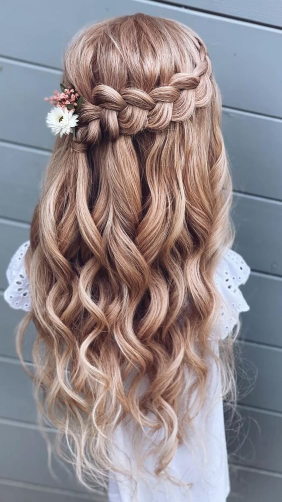 flower girl hairstyles half up half down braided hair