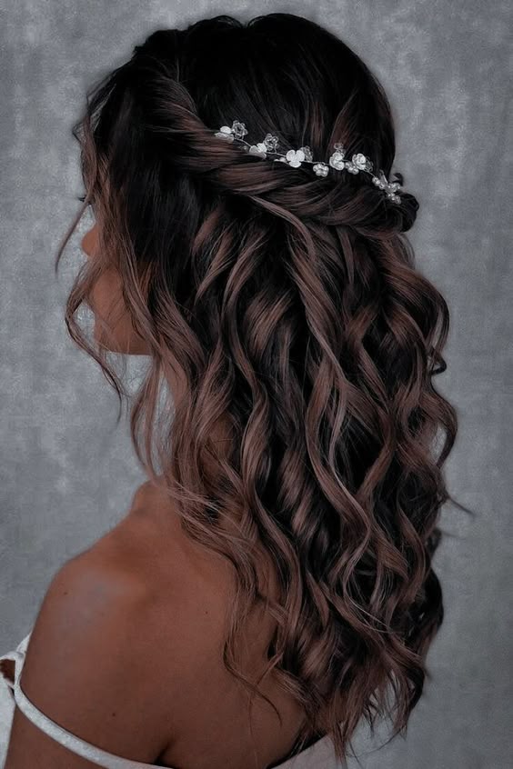 dark flower prom hairstyle 