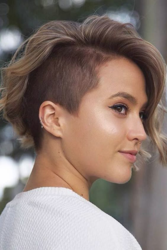 short shaved hairstyles asymmetrical pixie bob with shaved side
