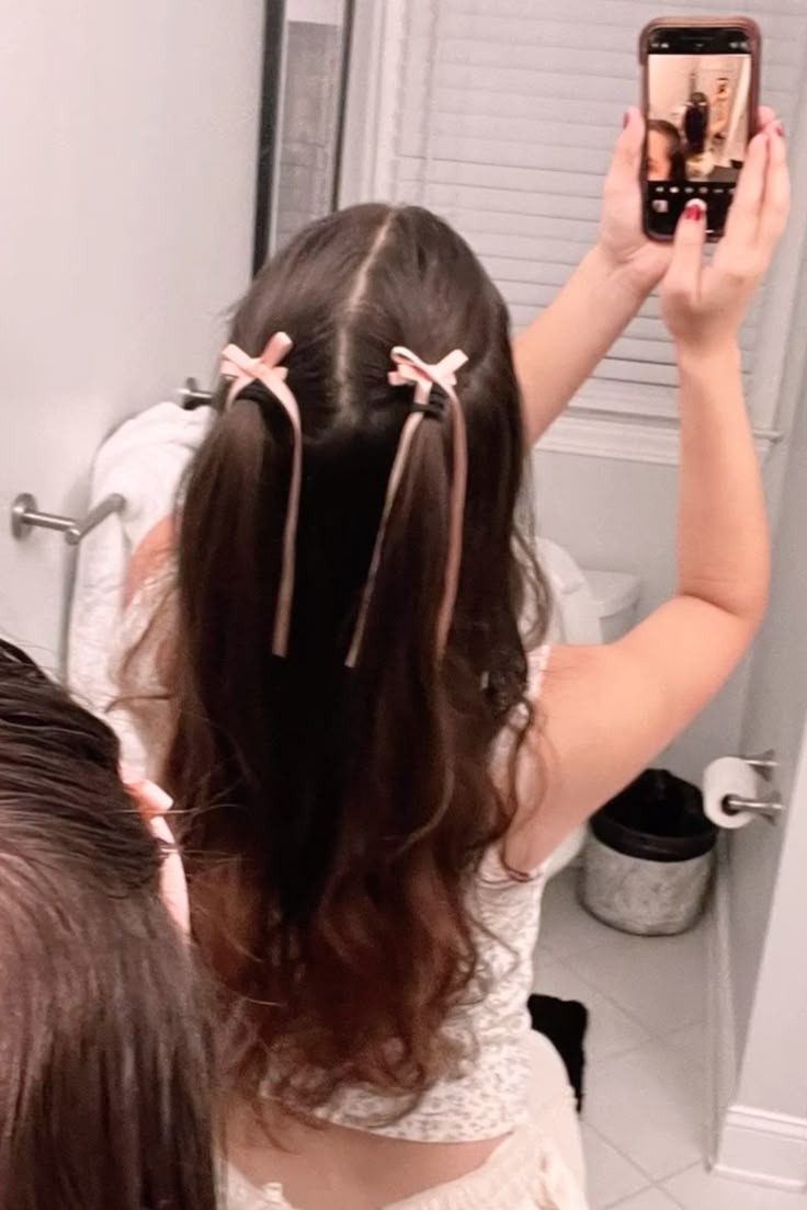 pigtail hairstyles half up half down hairstyle with bows